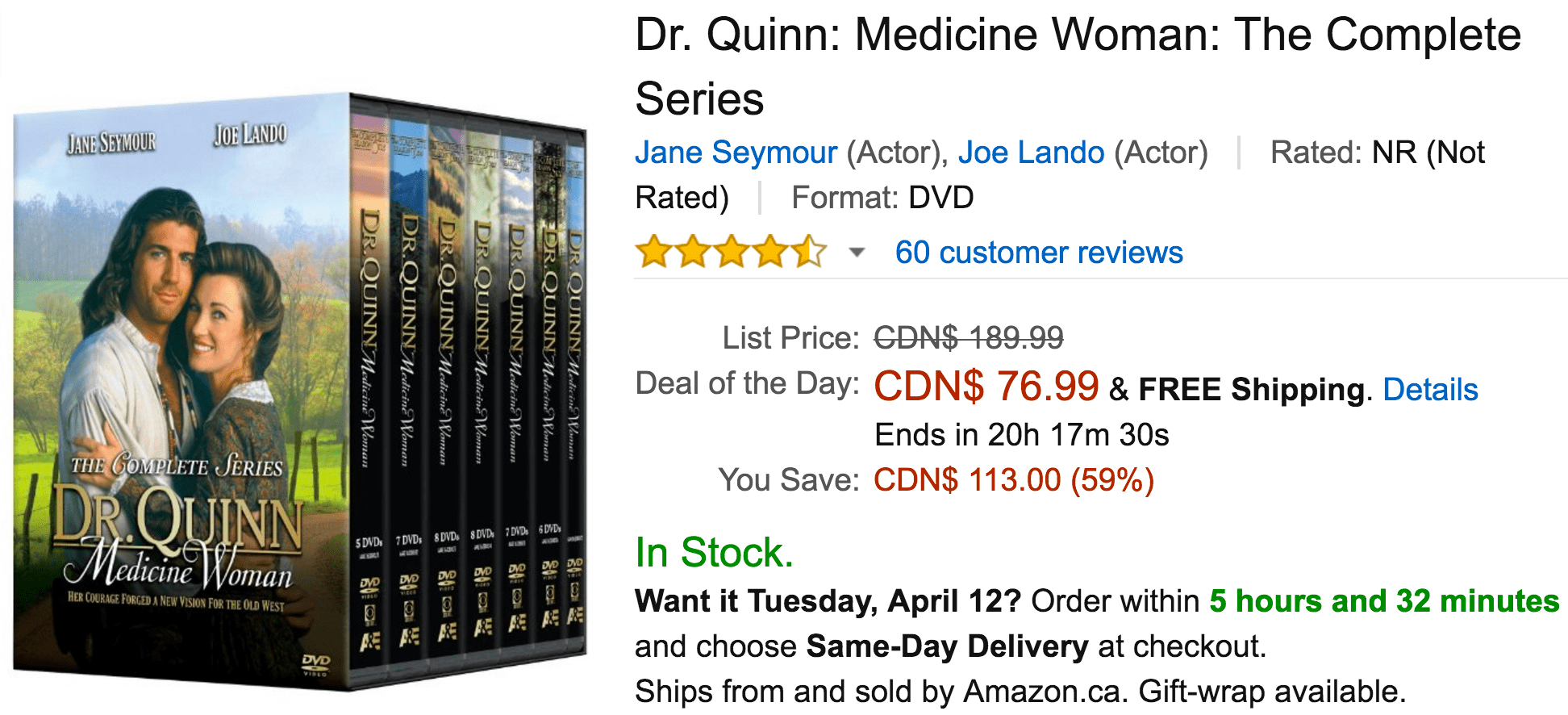 Canada Deals Of The Day: Save 59% Dr. Quinn: Medicine Woman