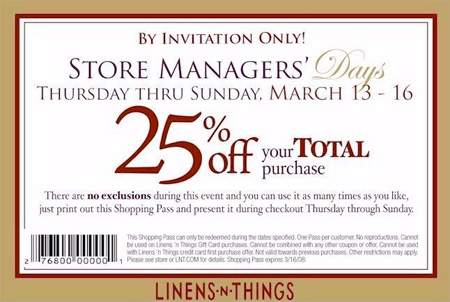 Linens-N-Things Canada 25% off