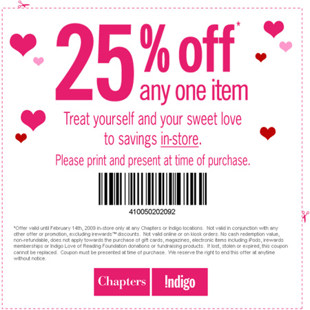 Indigo Chapters Coupons