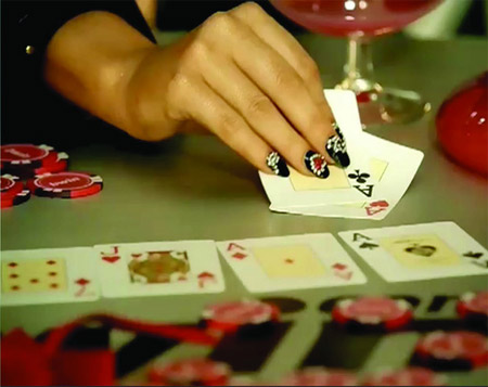 Julie explains how you can get Lady Gaga Poker Face inspired nails using Julie explains how you can get Lady Gaga Poker Face inspired nails using