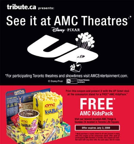 Amctheatres on Amc Theatres Toronto  Coupon For Free Kids Pack     Canadian Freebies