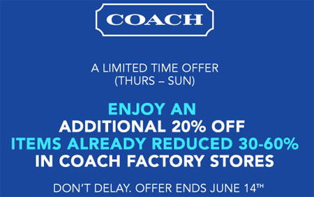 Coach Factory Stores Coupons Canada: Additional 20% off | Canadian