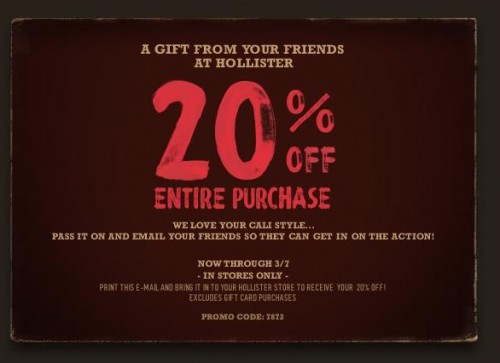 hollister printable coupons april 2011. hollister