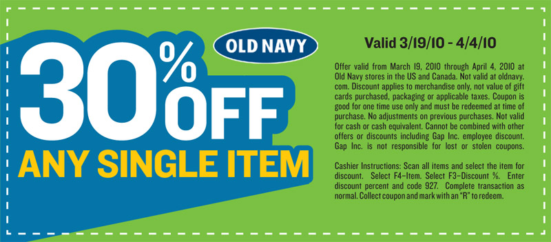 Canadian Coupons: 30% Off Any Single Item* at Old Navy - Canadian