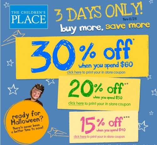 The Children's place has released another great offer!