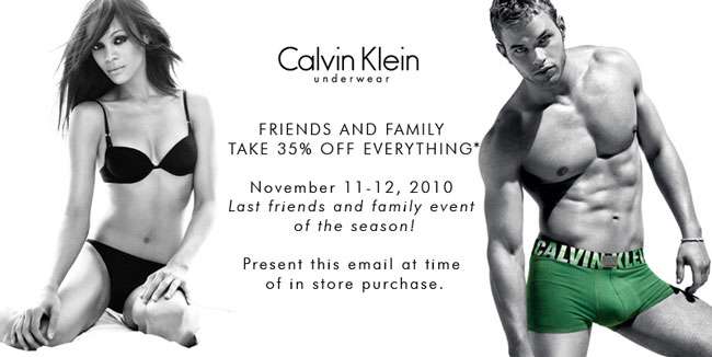 Calvin Klein Canada Friends and Family Event Take 35% Off Of Everything
