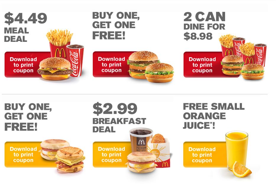 McDonalds Canada Printable Coupons For Manitoba, Saskatchewan and B.C