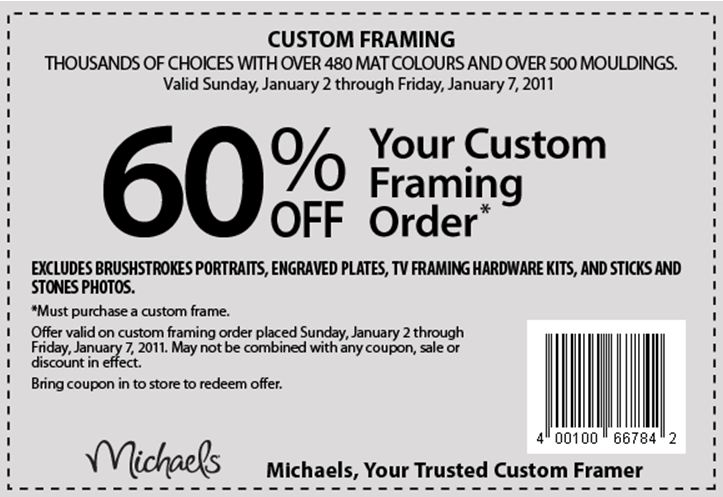 michaels custom framing coupon