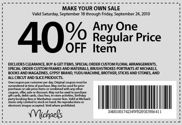 Michaels Canada New Printable Coupons Save 40 Off One Item Canadian 