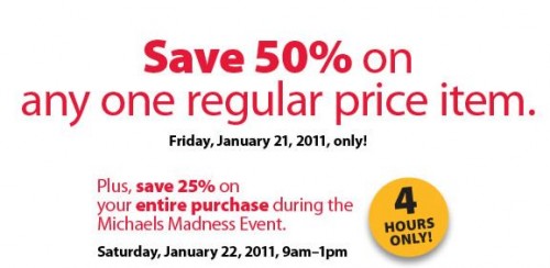 michaels coupon january 2011. January 19th, 2011 at