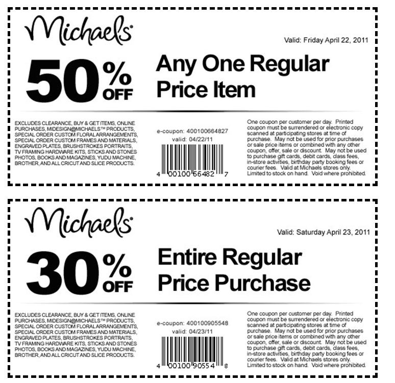 Michaels coupons - 50% off a single item & more at  Michaels coupon,  Printable coupons, Free printable coupons
