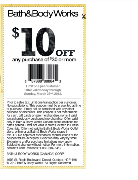 Bath And Body Works Coupons In Store 10 Off 30 Printable 2021 at Earl