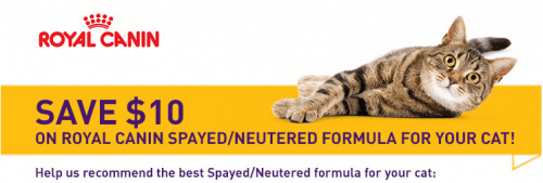 Printable Coupon Save 10 Off Royal Canin Cat Food for Neutered/Spayed
