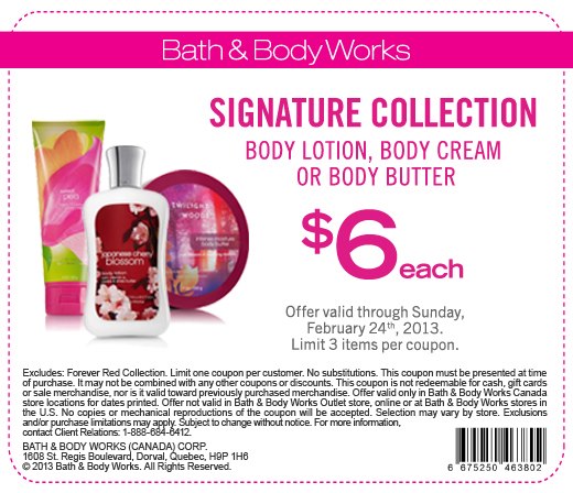 Bath And Body Works Canada Printable Coupon 2013
