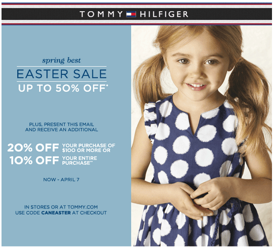 Tommy Hilfiger Canada Coupon: Easter Sale Up To 50% Off + 20% $100 Purchase Or 10% off Entire Purchase! - Canadian Freebies, Coupons, Deals, Bargains, Flyers, Contests Canada Canadian Coupons, Deals, Contests Canada