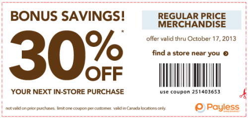 Payless ShoeSource: 30% Off Regular Prices Oct 10-17 *Printable Coupon ...