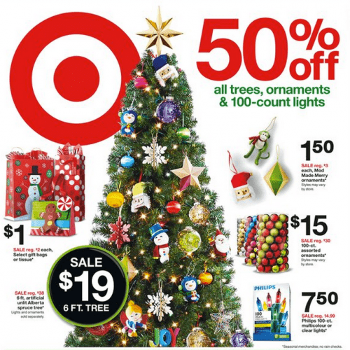 Target Canada 50% Off All Christmas Trees, Ornaments and 100Count