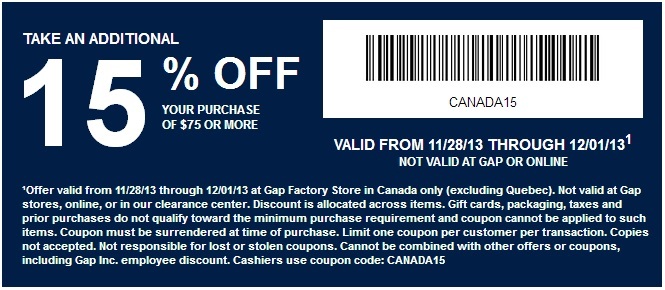 gap canada in store coupon