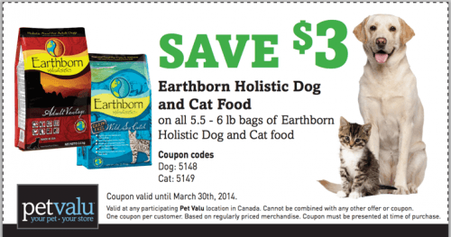 Pet Valu Canada Printable Coupons: Save $3 On Earthborn Holistic Dog