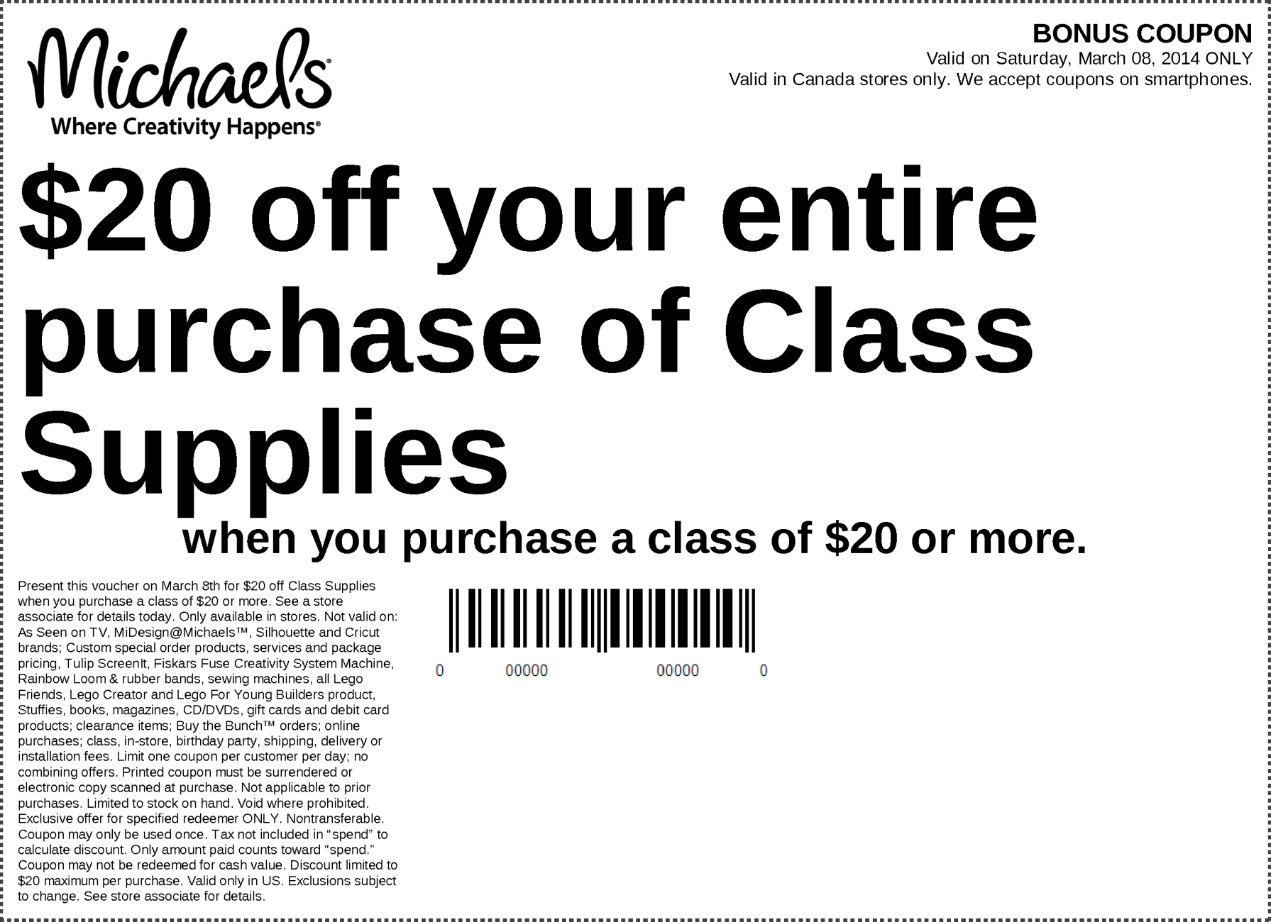 *HOT* Michael s Canada Printable Coupon: Save $20 Off Your Purchase of