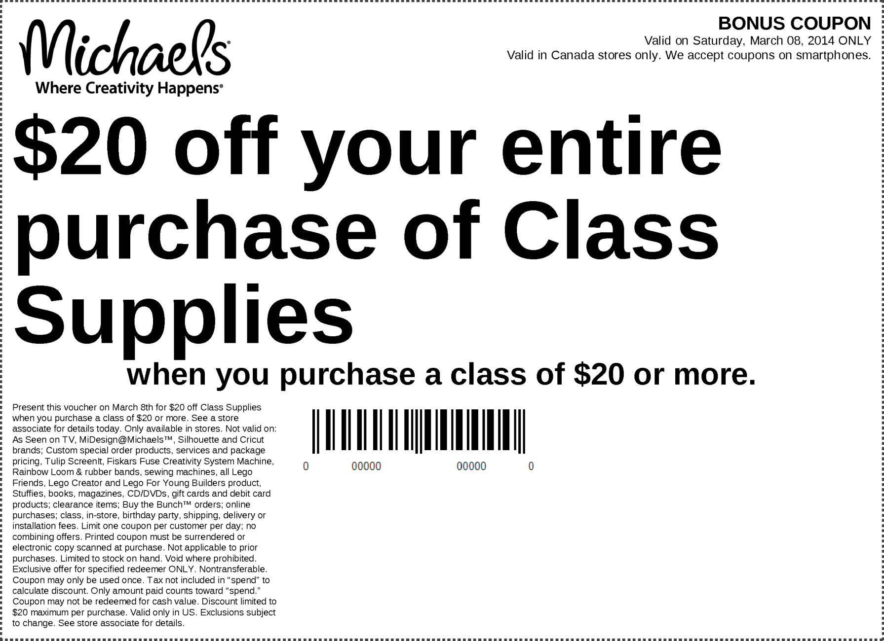 *HOT* Michael’s Canada Printable Coupon: Save $20 Off Your Purchase of