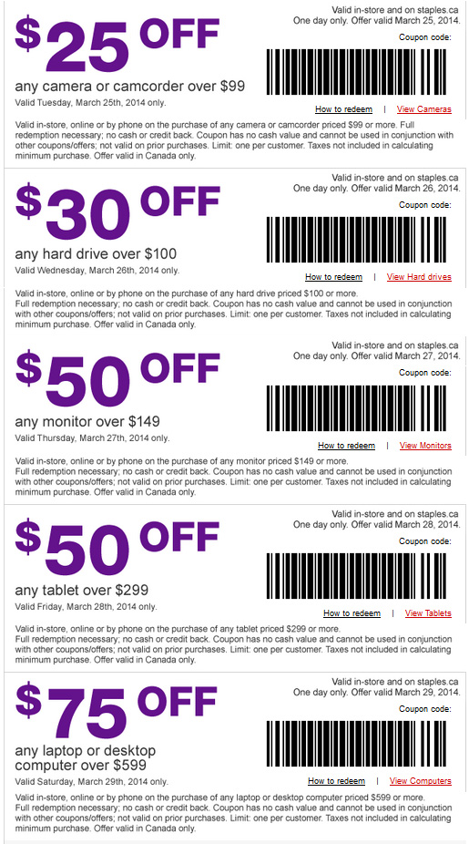 Staples Canada Daily Printable Coupons: Save Up To $75 During 5 Days of