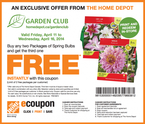 The Home Depot Canada Garden Club Coupons: Buy Any 2 Packages Of Spring 