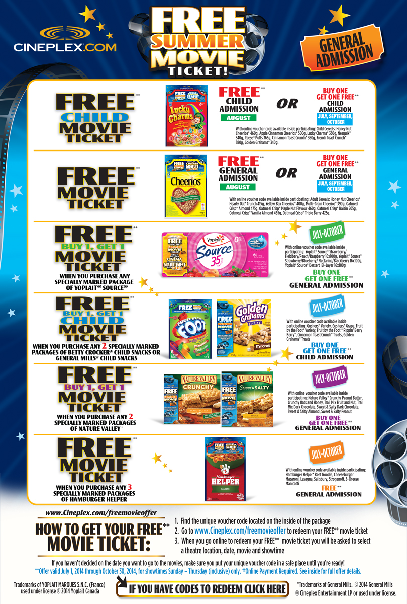 free summer movie tickets