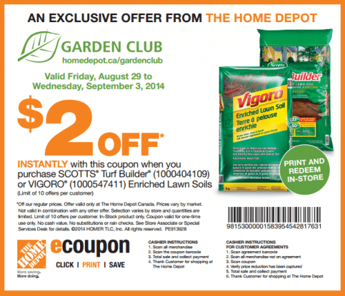 Home Depot Canada Garden Club Printable Coupons: Save $2 00 Off Scotts