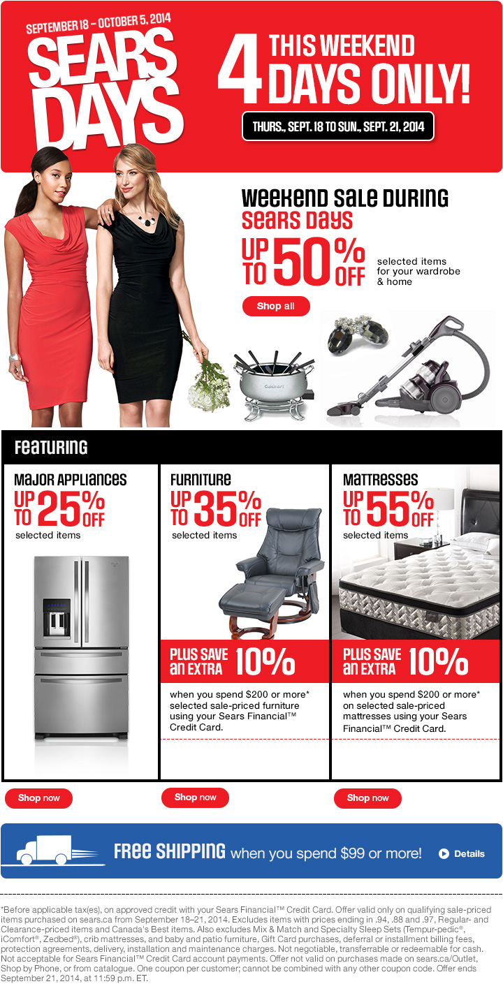 Sears Canada Sears Day Sale: Save up to 55% Off Select Items including