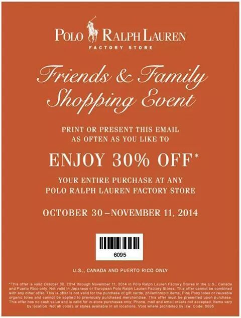 Polo Ralph Lauren Factory Store Canada Coupons Save 30 Off Your