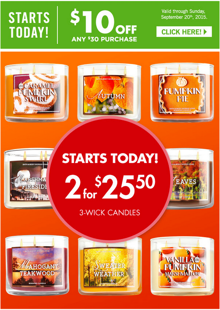 Bath & Body Works Canada Offers: Coupon – Save $10 Off Any $30 Purchase