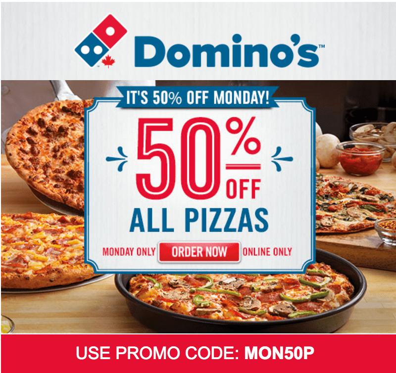 Domino’s Pizza Canada Coupon Code Save 50 Off All Pizzas and Breads