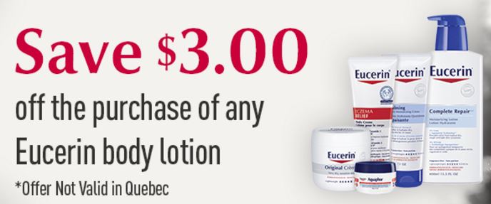 Canadian Coupons Save 3 on any Eucerin Body Lotion *Printable Coupon