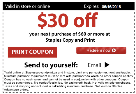 How do you get a Staples 30 percent off coupon?