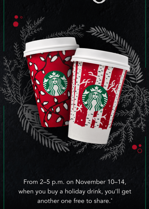 Starbucks Canada Buy One Get One FREE Holiday Drinks at SmartCanucks.ca