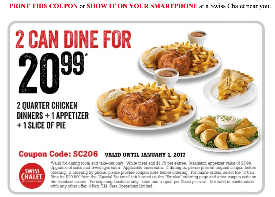 Swiss Chalet Canada Coupons Can Dine For Canadian Freebies, Coupons