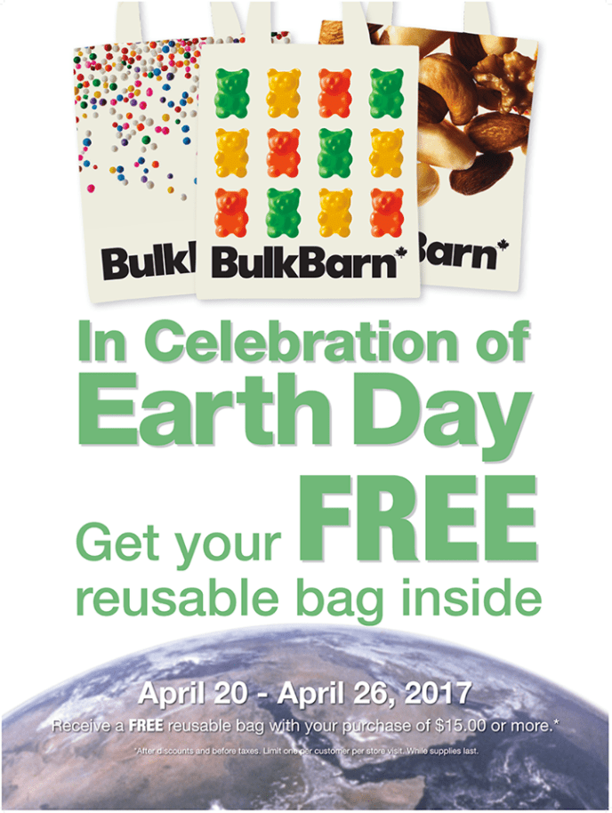 Bulk Barn Canada Earth Day FREE Tote: FREE Bulk Barn Reusable Bag with Your Purchase of $15 ...