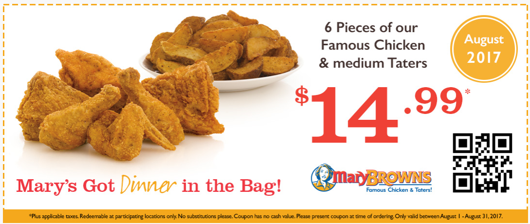 Mary Brown’s Canada August Coupon 6 Pieces of Famous Mary Brown’s Canada August Coupon 6 Pieces of Famous