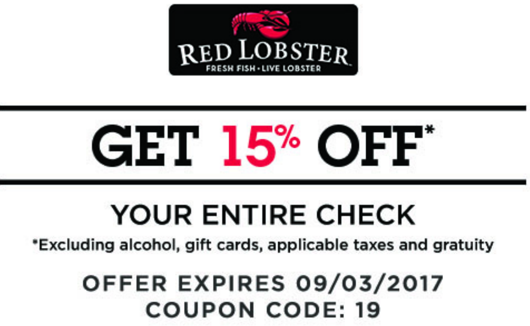 Discount Codes For Red Lobster 15 Off Red Lobster Coupons Redlobster