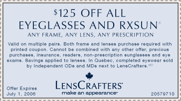 Lenscrafters Coupon Canada