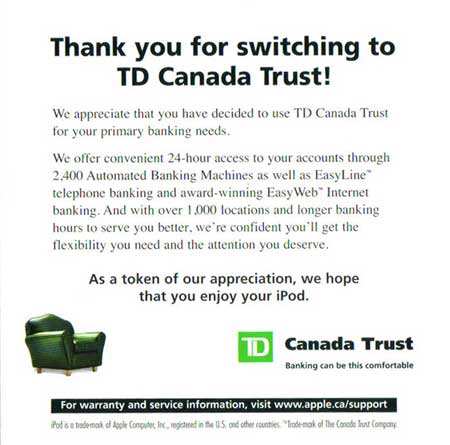 Thank you letter from TD