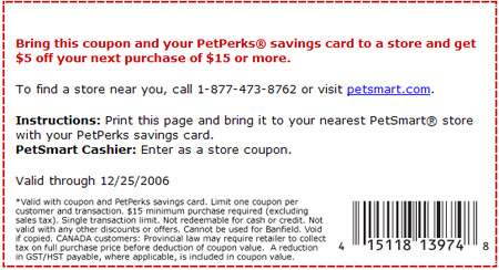 Petsmart Canada: $5 off $15 in store coupon - Canadian Freebies
