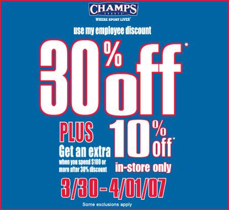 Champs in store clearance coupon