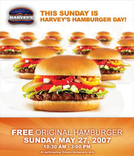 Free Stuff Canada: Harveyâ€™s Original Hamburger (Ontario)