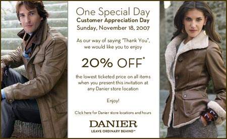 Danier Canada Customer Appreciation Day (Nov 18)