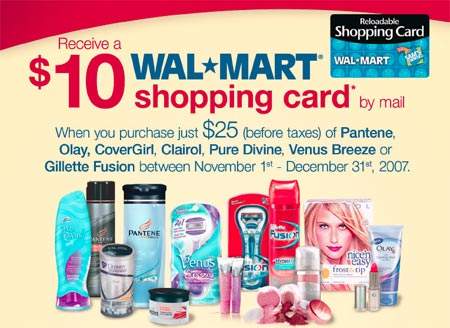 $10 Wal-Mart Canada Shopping card with $25 purchase