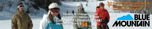 Blue Mountain Ski Deals & Coors Light College & University Weeks