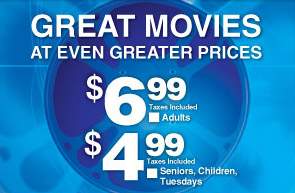 Cineplex Cheap Tuesdays ($5)