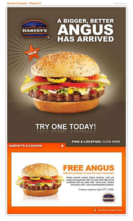 Harveyâ€™s Coupon: Free Angus with Any Purchase